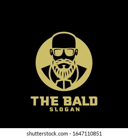 Gold Black Bald Man Character Logo Icon Design Cartoon