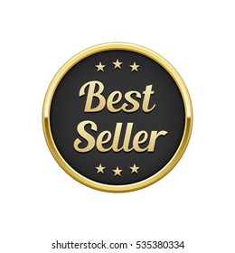 Gold Black Best Seller Round Badge 