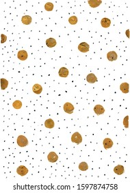 gold and black, big and small hand painted dots