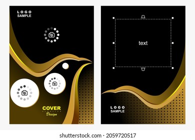 gold and black brochure in dove pattern. Vector template design for Brochures, blank brochure, Posters, flyer covers, Flyers, infographics, Front and back.