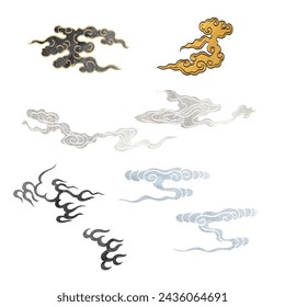 	
Gold and black brush stroke texture with Japanese chinses cloud pattern in vintage style. Abstract art landscape banner design with watercolor texture vector.