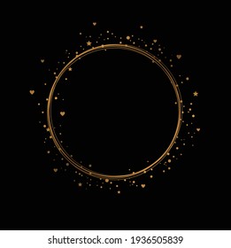 Gold And Black Circle Design. Luxury Wreath.