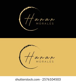 Gold and black classy circle name logo
