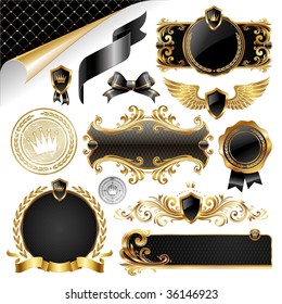 Gold & black collection of design elements