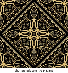 gold, black color seamless pattern with decorative geometric style. vector illustration. for eallpaper, fabric print, invitation, smartphone cover