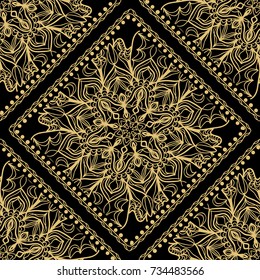 gold, black color seamless pattern with decorative geometric style. vector illustration. for eallpaper, fabric print, invitation, smartphone cover