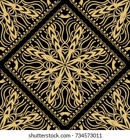 gold, black color seamless pattern with decorative geometric style. vector illustration. for wallpaper, fabric print, invitation, smartphone cover