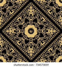 gold, black color seamless pattern with decorative geometric style. vector illustration. for wallpaper, fabric print, invitation, smartphone cover