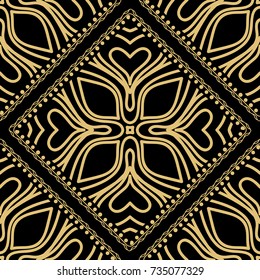gold, black color seamless pattern with decorative geometric style. vector illustration. for wallpaper, fabric print, invitation, smartphone cover