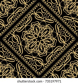 gold, black color seamless pattern with decorative geometric style. vector illustration. for wallpaper, fabric print, invitation, smartphone cover