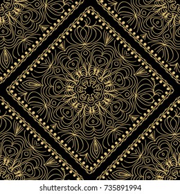 gold, black color seamless pattern with decorative geometric style. vector illustration. for wallpaper, fabric print, invitation, smartphone cover