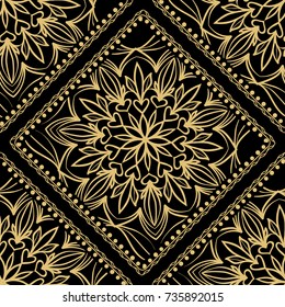 gold, black color seamless pattern with decorative geometric style. vector illustration. for wallpaper, fabric print, invitation, smartphone cover