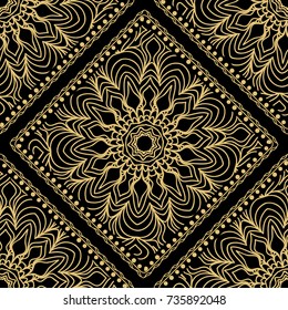 gold, black color seamless pattern with decorative geometric style. vector illustration. for wallpaper, fabric print, invitation, smartphone cover