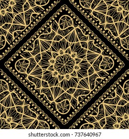 gold, black color seamless pattern with decorative geometric style. vector illustration. for wallpaper, fabric print, invitation, smartphone cover