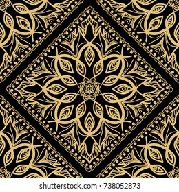 gold, black color seamless pattern with decorative geometric style. vector illustration. for wallpaper, fabric print, invitation, smartphone cover
