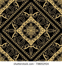 gold, black color seamless pattern with decorative geometric style. vector illustration. wallpaper, fabric print, invitation, smartphone cover