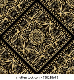 gold, black color seamless pattern with decorative geometric style. vector illustration. for wallpaper, fabric print, invitation, smartphone cover