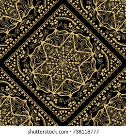 gold, black color seamless pattern with decorative geometric style. vector illustration. for wallpaper, fabric print, invitation, smartphone cover