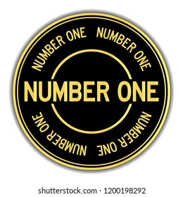 Gold and black color sticker in word number one on white background