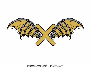 Gold black color of X initial letter with vintage wings design