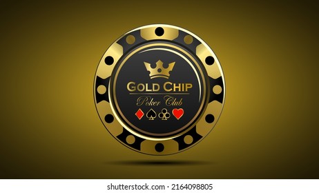 Gold and black colored poker chip concept design