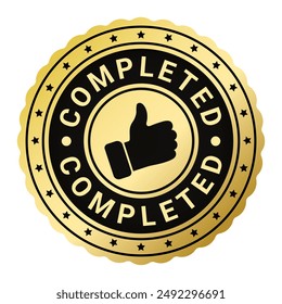 Sello de goma aislado completado, etiqueta engomada, signo con la Ilustración vectorial del icono del pulgar hacia arriba