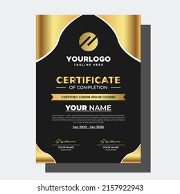 Gold Black Corporate And Modern Certificate Template