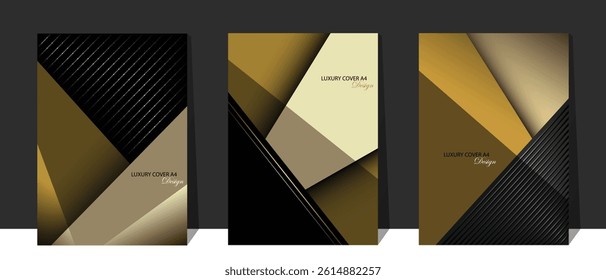 Gold and black cover design. Luxury cover in A4 size . Suit for cover background, brochure, flyer, voucher, invitation card, annual report, etc