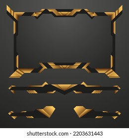 Gold and black fantasy game interface video streaming overlay border frame template