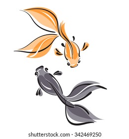 Gold and black fish. Vector illustration