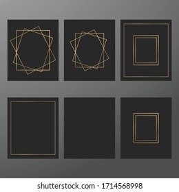 Gold and black frame design for invitations, cards, events or prints. Minimalist and modern style. Geometric lines vector illustration. Luxury style 