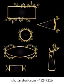 Gold and black frame element set - vector version