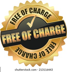 gold black free of charge sign