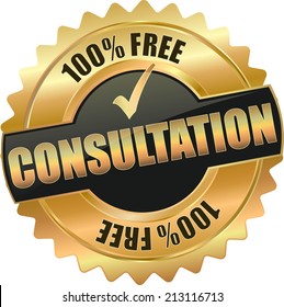 gold black free consultation sign