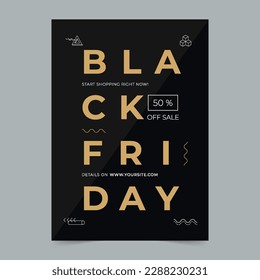Gold Black Friday Flyer Template. A clean, modern, and high-quality design of Flyer vector design. Editable and customize template flyer