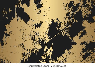 Gold and black grunge texture background for vintage luxury art work, vector illustration for print, card, cover design.