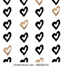 Gold and black hearts pattern 