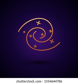 Gold Black hole icon isolated on dark blue background. Space hole. Collapsar.  Vector Illustration