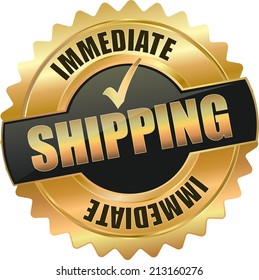 gold black immediate shipping sign