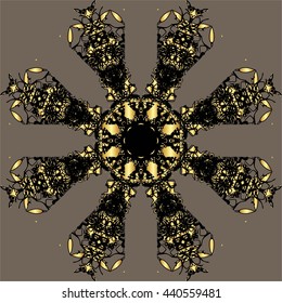 gold and black lace pattern on a grey background