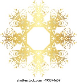 Gold and black lace pattern on a white background. 