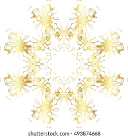 Gold and black lace pattern on a white background.