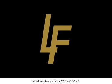 Diseño de letras iniciales LF en negro dorado