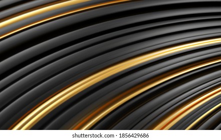 Gold black line 3d modern style background. Striped Abstract minimal geometry concept. Vector illustration EPS10