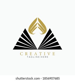 Gold and Black luxury abstract wing designed logotype and white background