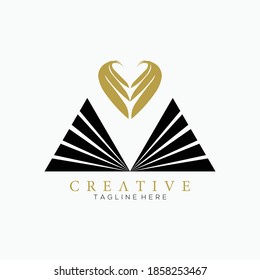 Gold and Black luxury abstract wing designed logo template and white background.
