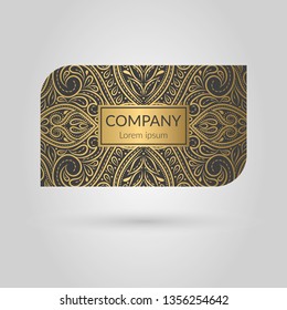 Gold and black luxury business card design. Vector ornament template. Vintage classic elements. Can be used for wallpaper and background. Great for invitation and decoration.