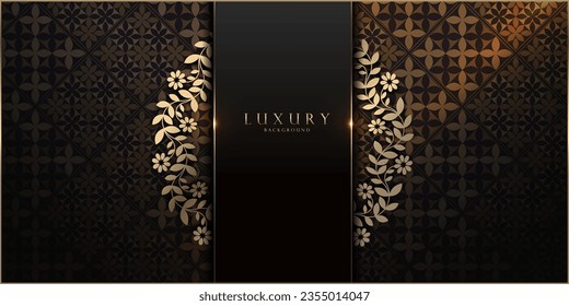 gold black luxury circle bunch of flowers background, mandala golden, artwork for royal card, banner, mockup design, boutique website template.