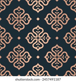 Patrón sin fisuras de Vector de lujo dorado y negro. Adorno, motivos tradicionales, étnicos, árabes, turcos, indios. Ideal para tela y textil, Fondo de pantalla, diseño de empaque o cualquier idea deseada.