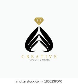 Gold and Black luxury wings diamond and jewel design vector logo illustration and white background